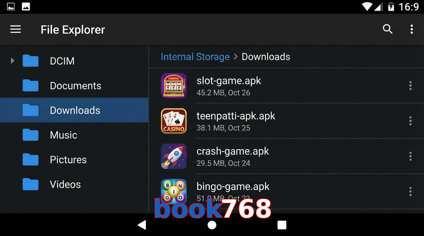 Main screen of Book768 gameapk page for PK players